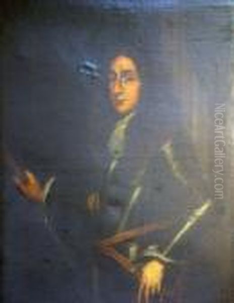 Of Sir Peter Lely Oil On Canvas 
Portrait Of Basil More Of More Place, South Mimms, Hertfordshire. 
Courtier To King James Ii Of England; Went Into Exile With Him And Died 
In France. 44 X 34in Oil Painting by Sir Peter Lely