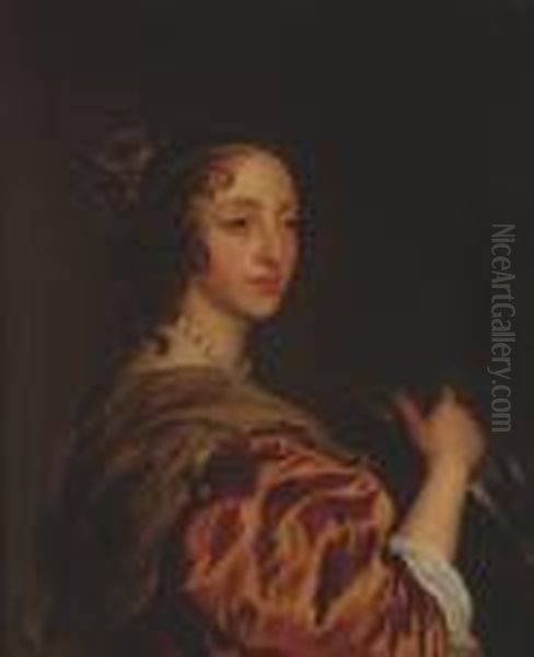 Henrietta Maria - A Head And Shoulders Portrait Oil Painting by Sir Peter Lely