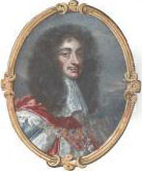 Portrait Of Charles Ii, Bust-length, In A Star And Garter Chain Andlace Collar Oil Painting by Sir Peter Lely