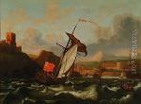 Shipping Entering Harbour Oil Painting by Sir Peter Lely