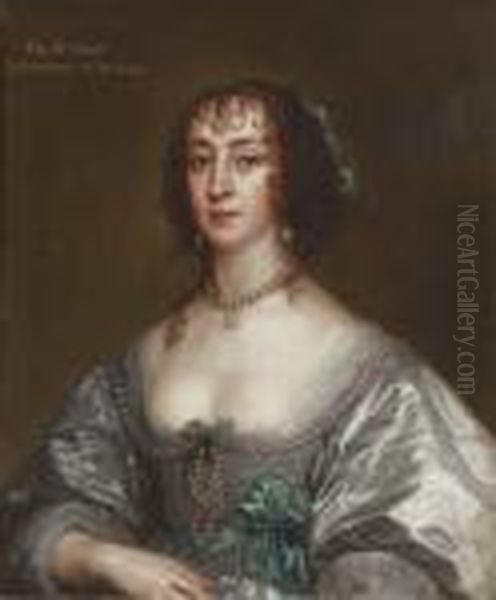 Portrait Of Elizabeth Howard, Countess Of Peterborough, Bust-length, In A White Dress Oil Painting by Sir Peter Lely