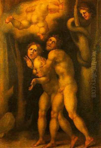 The Fall of Adom and Eve Oil Painting by (Jacopo Carucci) Pontormo