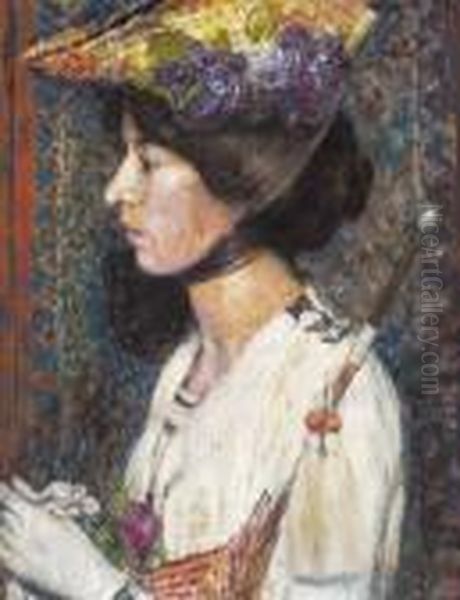 Le Modele Au Chapeau Oil Painting by Georges Lemmen