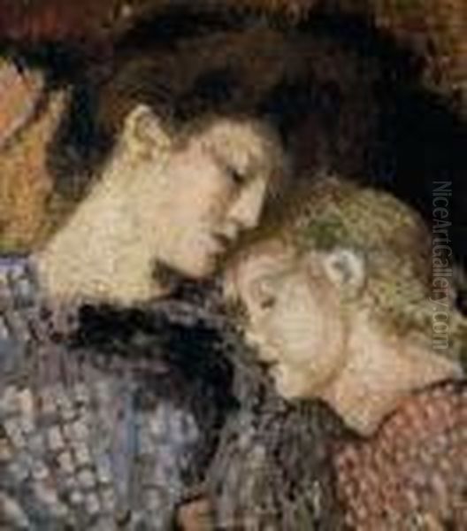 Femme Et Enfant (madame Georges Lemmen Et Lise) Oil Painting by Georges Lemmen