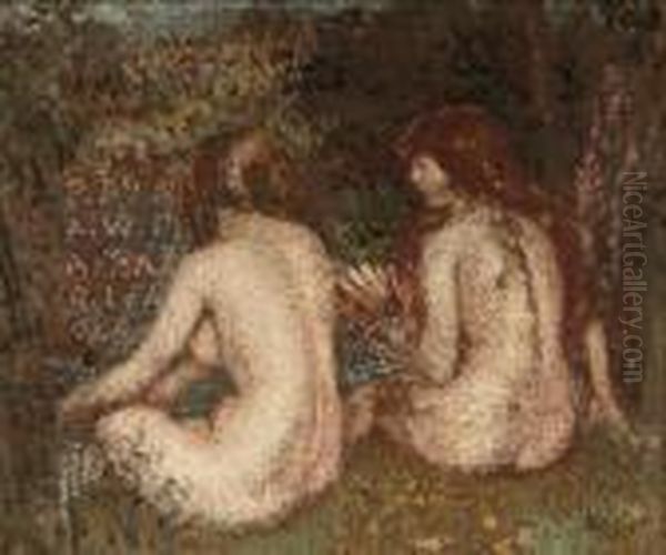 Two Nudes Bathing Oil Painting by Georges Lemmen