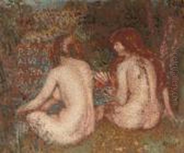 Two Nudes Bathing Oil Painting by Georges Lemmen