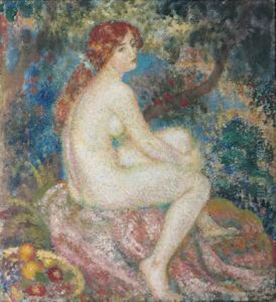 Femme Rousse Oil Painting by Georges Lemmen