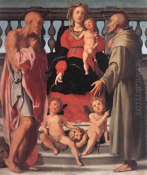 Madonna and Child with Two Saints Oil Painting by (Jacopo Carucci) Pontormo