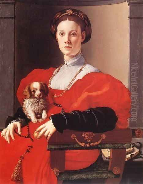 Portrait of a Lady in Red Oil Painting by (Jacopo Carucci) Pontormo