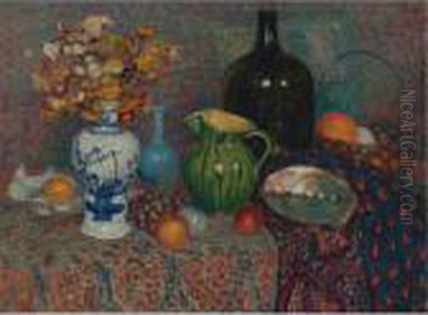 Nature Morte Aux Immortelles Oil Painting by Georges Lemmen