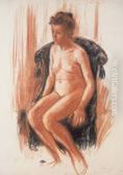 Femme Nue Assise Oil Painting by Georges Lemmen