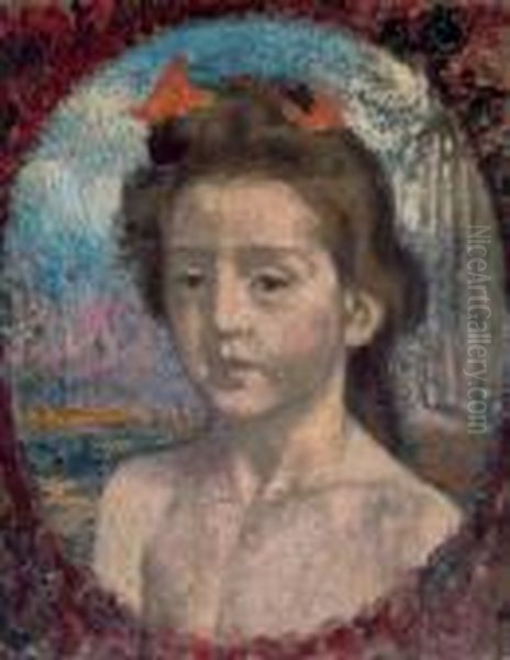 Portrait De Jeune Fille Oil Painting by Georges Lemmen