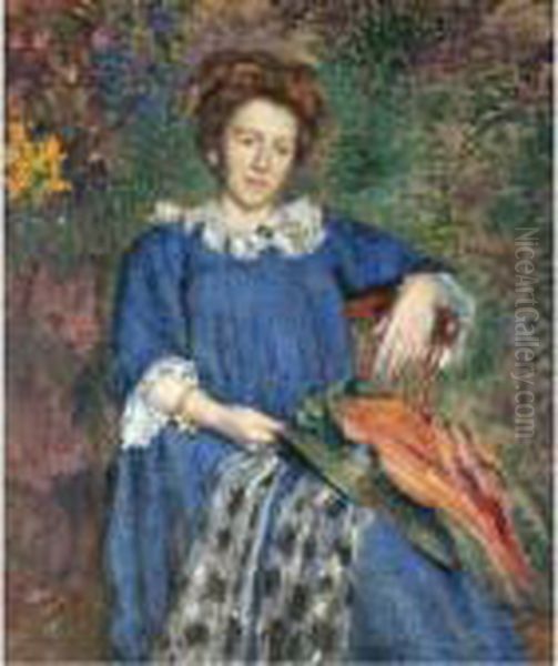 Portrait De Madame Lemmen Oil Painting by Georges Lemmen