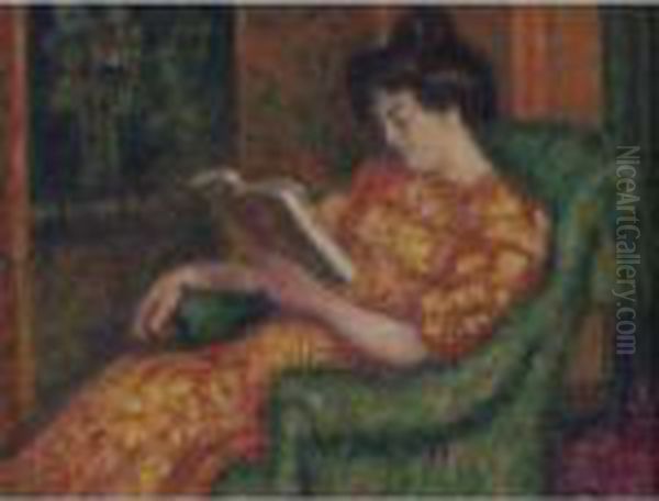 Femme A La Lecture Oil Painting by Georges Lemmen