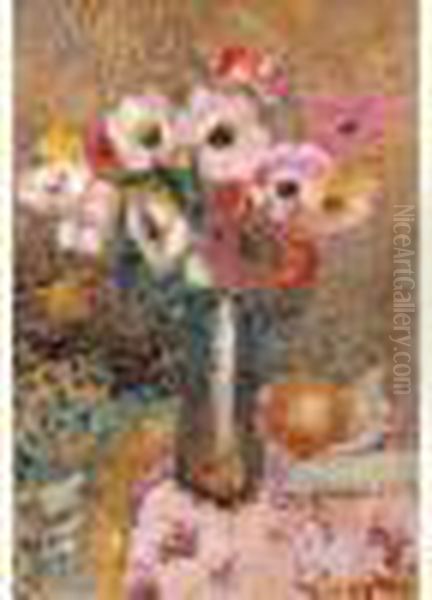 Bouquet D'anemones Oil Painting by Georges Lemmen