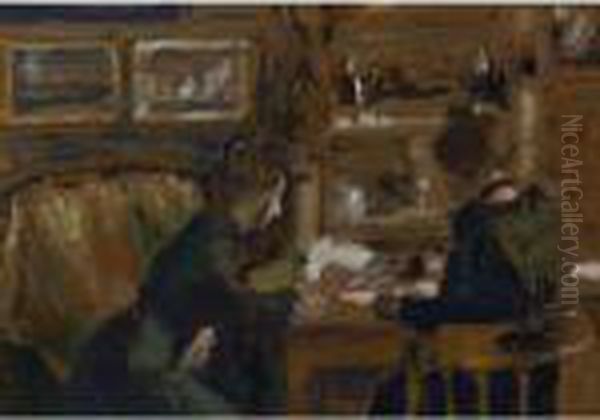 La Causerie (deux Femmes Dans Un Interieur) Oil Painting by Georges Lemmen