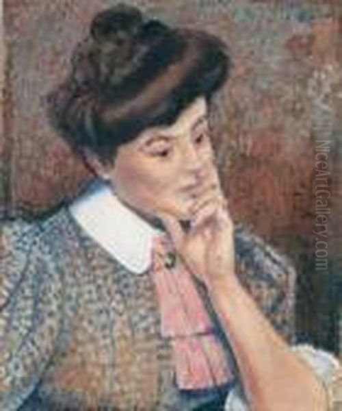 Femme Pensive (mme Lemmen) Oil Painting by Georges Lemmen