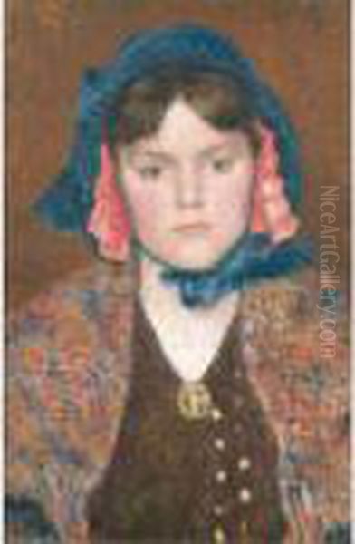 Girl With Shawl Oil Painting by Georges Lemmen