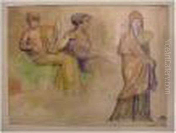 Etudede Trois Personnages De L'antiquite Oil Painting by Georges Lemmen