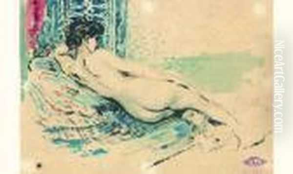 Femme Nue Allongee, Vue De Dos Oil Painting by Georges Lemmen