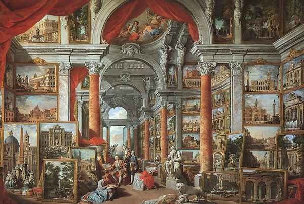 Picture Gallery with Views of Modern Rome 1757 Oil Painting by Giovanni Paolo Pannini