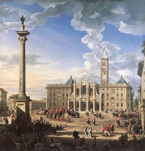 The Piazza and Church of Santa Maria Maggiore 1744 Oil Painting by Giovanni Paolo Pannini