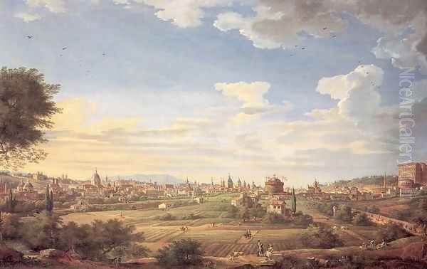 View of Rome from Mt. Mario, In the Southeast 1749 Oil Painting by Giovanni Paolo Pannini