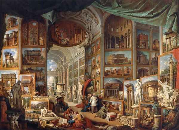 Gallery of Views of Ancient Rome Oil Painting by Giovanni Paolo Pannini