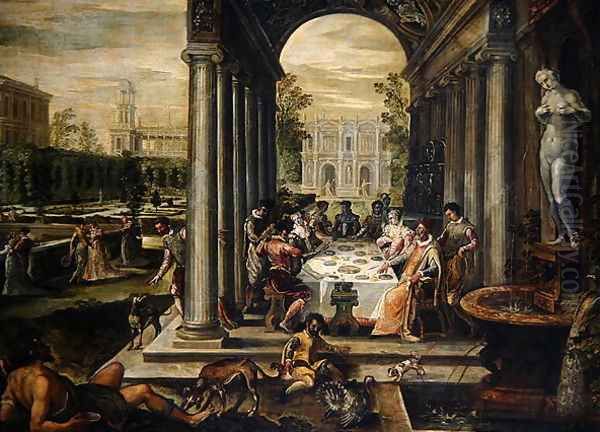 The Parable of the Rich Man and Poor Lazarus Oil Painting by Lodovico Pozzoserrato (see Toeput, Lodewijk)