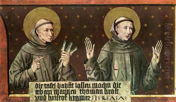 St Anthony of Padua and St Francis of Assisi 1477 Oil Painting by Friedrich Pacher