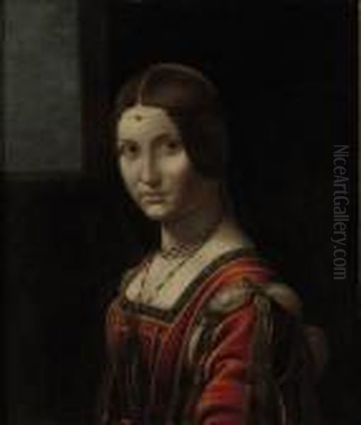 Portrait Of A Lady, Called 'la Belle Ferronniere' Oil Painting by Leonardo Da Vinci