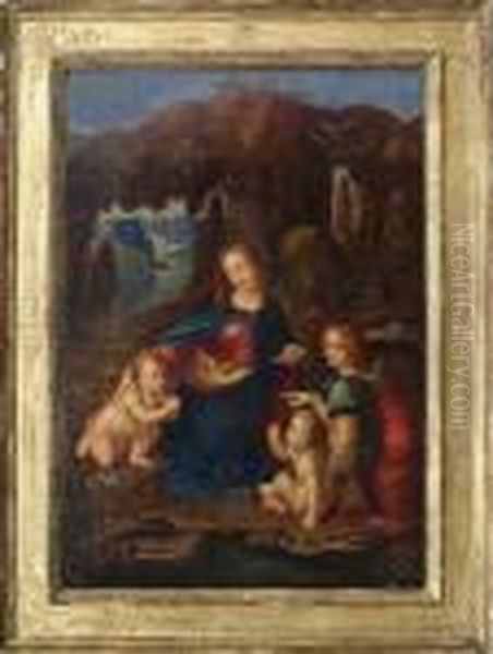 Madonna In Der Felsengrotte Oil Painting by Leonardo Da Vinci