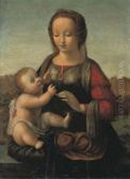 Vierge A L'enfant Dans Un Paysage Oil Painting by Leonardo Da Vinci