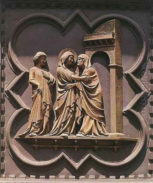 South Doors: The Visitation Oil Painting by Andrea Pisano