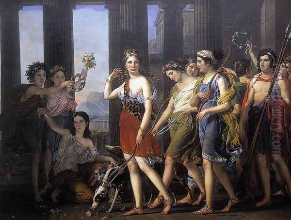 The Fair Anthia Leading her Companions to the Temple of Diana in Ephesus 1820 Oil Painting by Joseph Paelinck