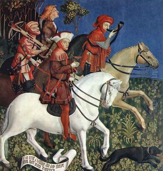 Prince Tassilo Rides to Hunting 1444 Oil Painting by Master of the Polling Panels