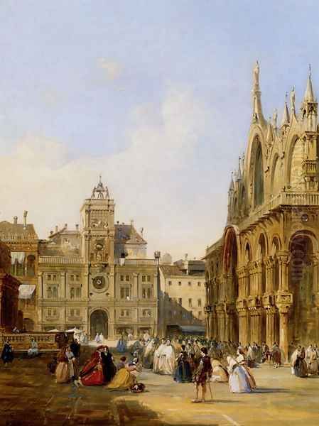 A View Of St Mark's Square Oil Painting by Edward Pritchett