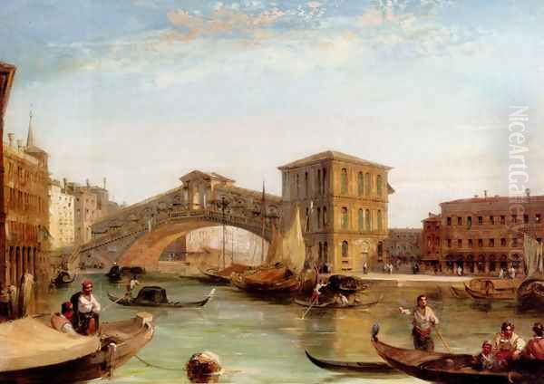 Ponto Di Rialto (Canal Grande) Oil Painting by Edward Pritchett