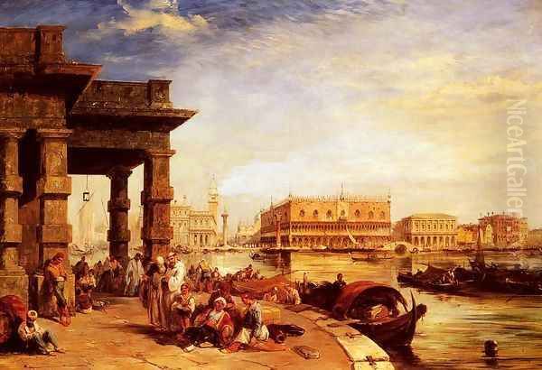 Looking To St Mark's Square From The Dogana Oil Painting by Edward Pritchett