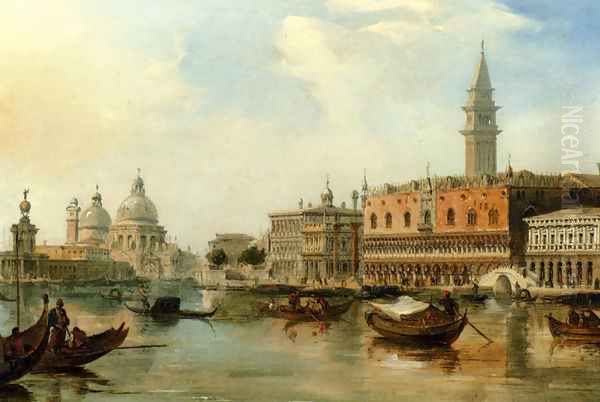 The Bacino, Venice, With The Dogana, The Salute And The Doge's Palace by Edward Pritchett