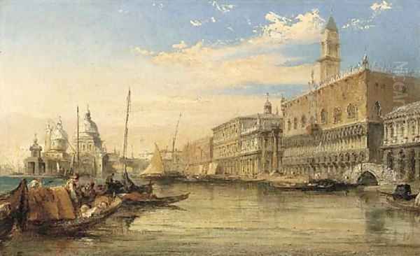 A View Of The Molo, Looking West With The Ducal Palace To The Right Oil Painting by Edward Pritchett