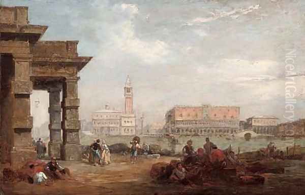 The Doge's Palace from the Dogana, Venice Oil Painting by Edward Pritchett