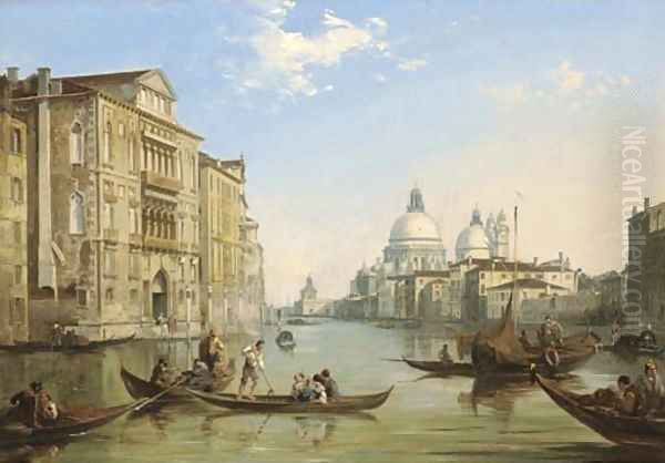 The Grand Canal, Venice, looking towards the church of San Salute and the Dogana Oil Painting by Edward Pritchett