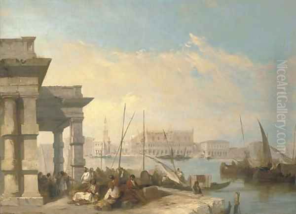 View of the Piazetta from the Dogana, Venice Oil Painting by Edward Pritchett