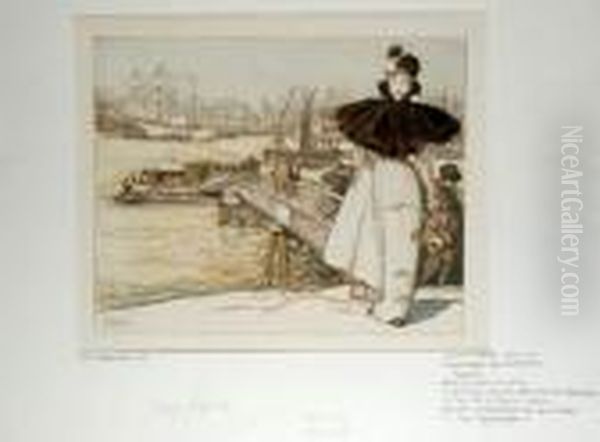 Embarcadere Sur La Garonne Oil Painting by Auguste Louis Lepere