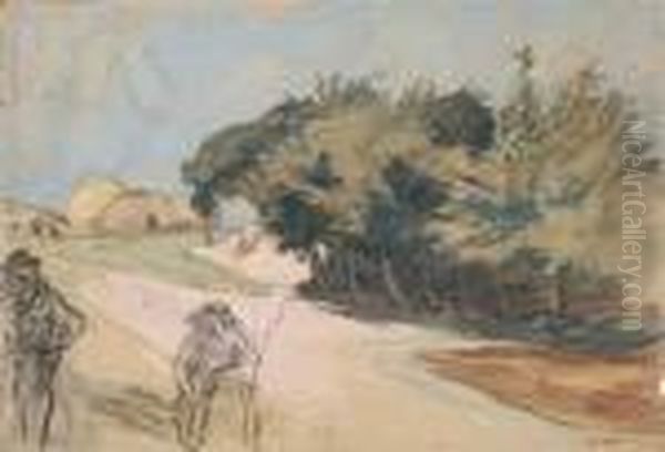 Chemin Aux Deux Personnages Oil Painting by Auguste Louis Lepere