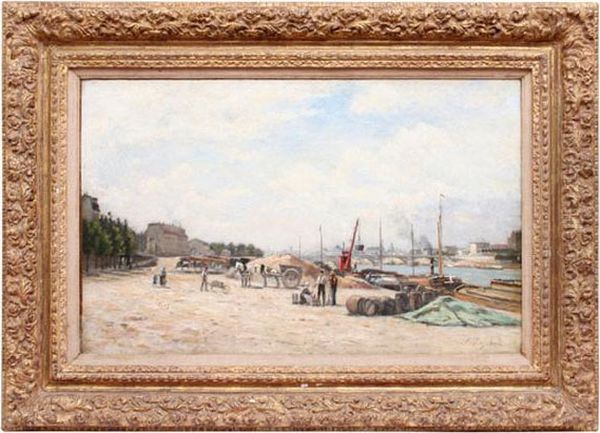 Le Pont De Bercy Vu Du Quai De La Gare Oil Painting by Stanislas Lepine