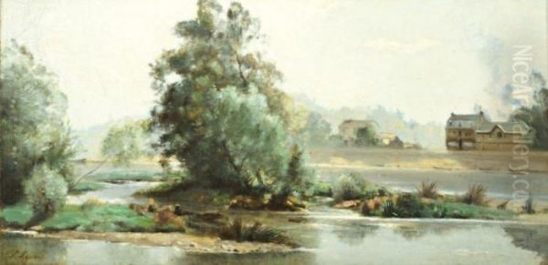 Bord De Riviere Oil Painting by Stanislas Lepine