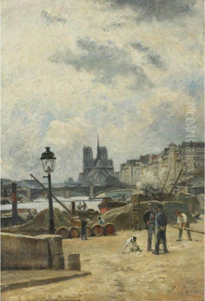 The Seine At Pont Sully And Le Quai Henri Iv Oil Painting by Stanislas Lepine