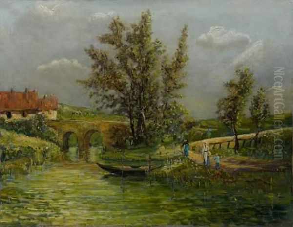 Paysage Dans Le Pays De Caux Oil Painting by Stanislas Lepine